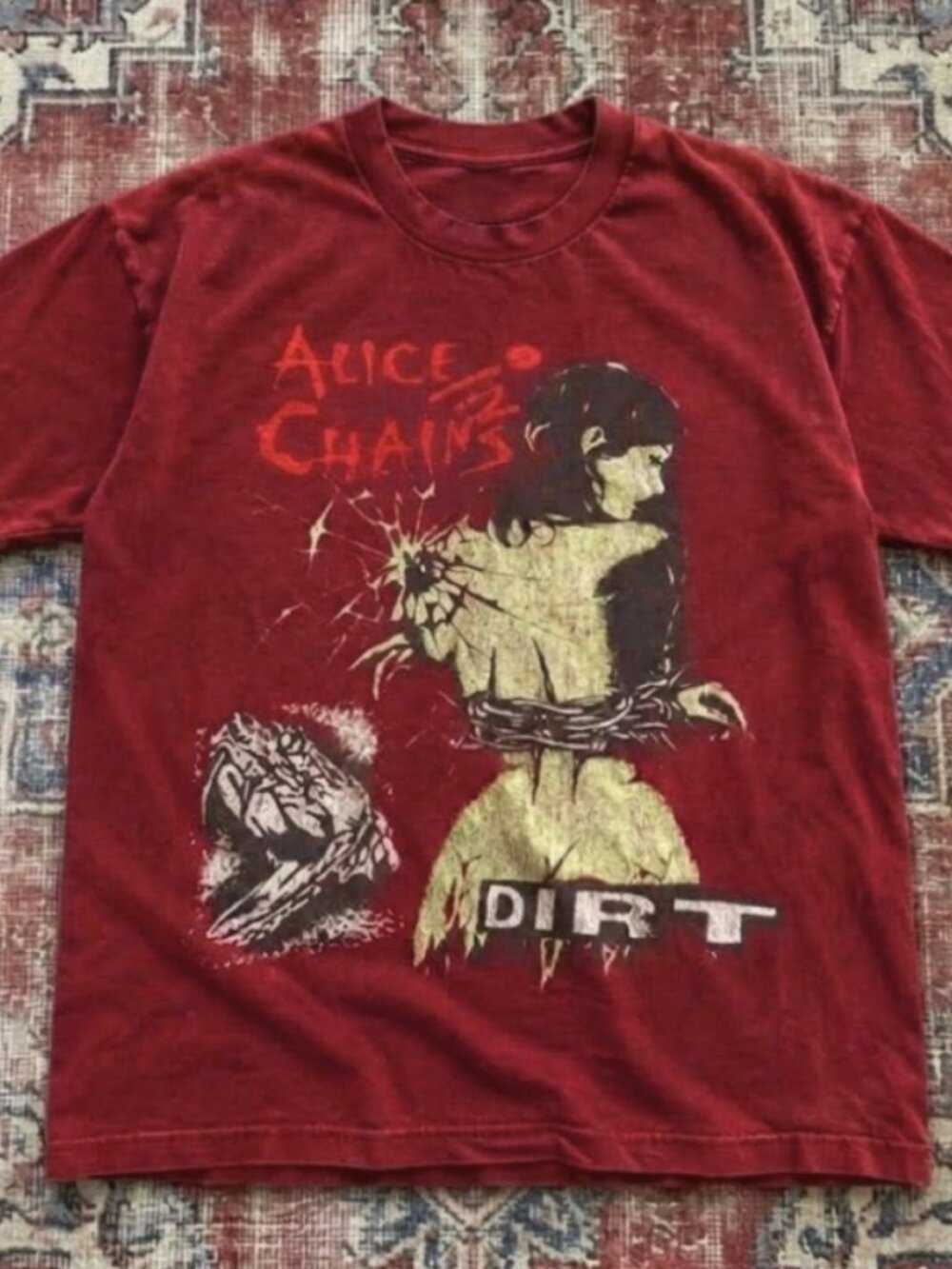 Alice In Chains Band Red Graphic T Shirt